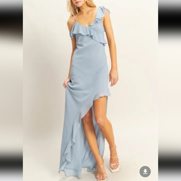 Chiffon Ruffle Trim Midi Dress - Picture 1 of 5